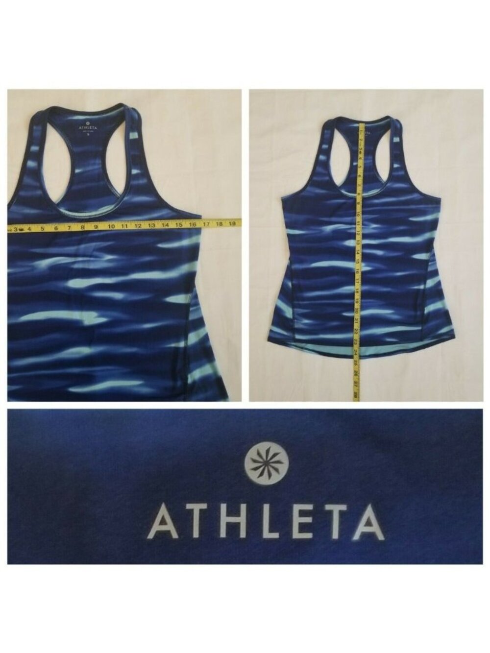Athleta Women's Blue Wave Athletic Racer-Back Built-In Bra Tank Top Size Small - Picture 8 of 8
